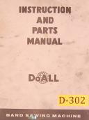 DoAll-Doall V-60, Band Saw, Operation Instructions and Parts Manual Year (1964)-V-60-01